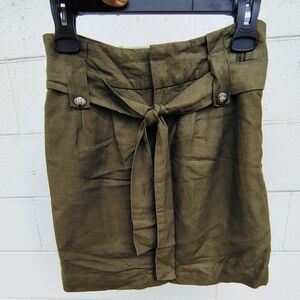 Banana Republic Green Pencil Mini Skirt with Tie Front